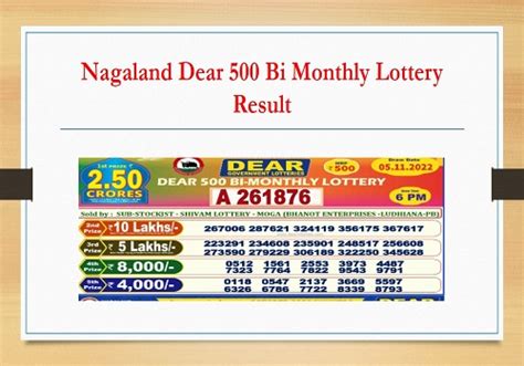 Nagaland State Lottery Dear 500 BI Monthly Lottery Result For .